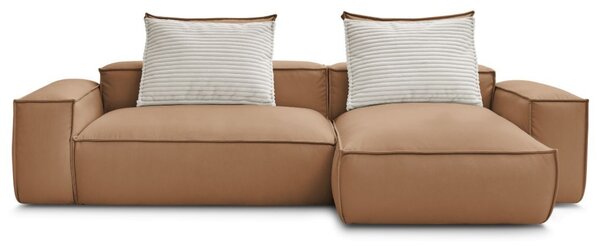 -25 % Dny MOMENTI– Bobochic Paris Světle hnědá koženková rohová pohovka Boheme 302 cm, levá/pravá