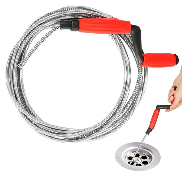 Odtokový hadr spirála - Čistič odpadů - 5 m - 6 mm - Ocel