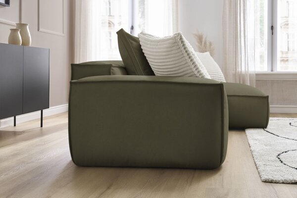 -25 % Dny MOMENTI– Bobochic Paris Zelená koženková rohová pohovka Boheme 302 cm, levá/pravá
