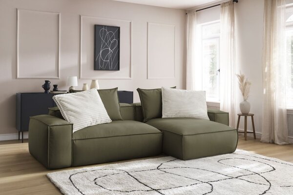 -25 % Dny MOMENTI– Bobochic Paris Zelená koženková rohová pohovka Boheme 302 cm, levá/pravá