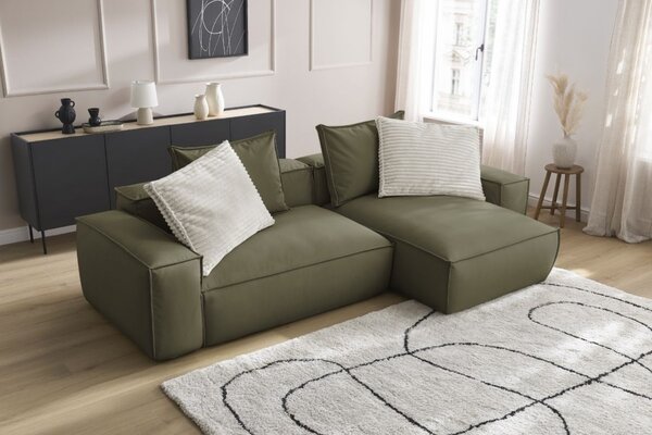 -25 % Dny MOMENTI– Bobochic Paris Zelená koženková rohová pohovka Boheme 302 cm, levá/pravá