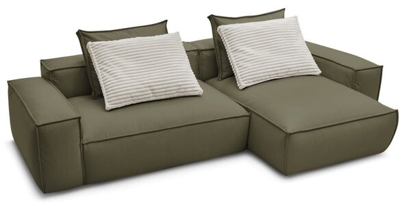 -25 % Dny MOMENTI– Bobochic Paris Zelená koženková rohová pohovka Boheme 302 cm, levá/pravá
