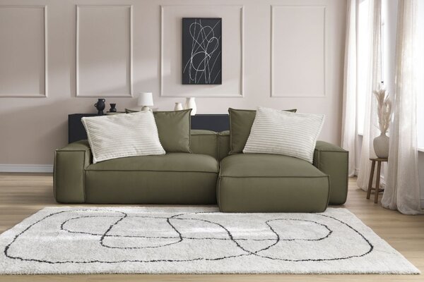 -25 % Dny MOMENTI– Bobochic Paris Zelená koženková rohová pohovka Boheme 302 cm, levá/pravá