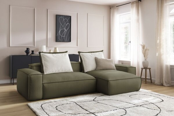 -25 % Dny MOMENTI– Bobochic Paris Zelená koženková rohová pohovka Boheme 302 cm, levá/pravá