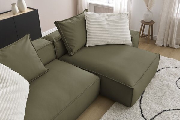 -25 % Dny MOMENTI– Bobochic Paris Zelená koženková rohová pohovka Boheme 302 cm, levá/pravá