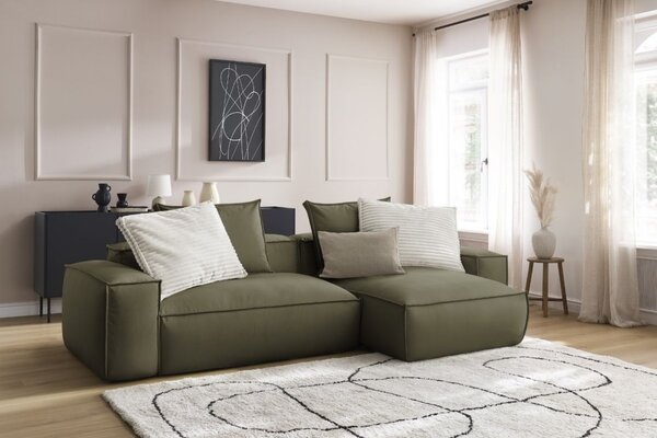 -25 % Dny MOMENTI– Bobochic Paris Zelená koženková rohová pohovka Boheme 302 cm, levá/pravá