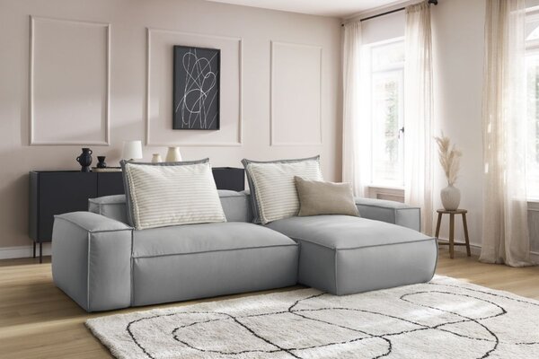 -25 % Dny MOMENTI– Bobochic Paris Světle šedá koženková rohová pohovka Boheme 302 cm, levá/pravá