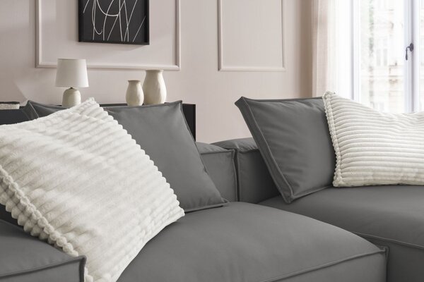 -25 % Dny MOMENTI– Bobochic Paris Tmavě šedá koženková rohová pohovka Boheme 302 cm, levá/pravá