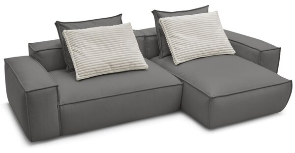 -25 % Dny MOMENTI– Bobochic Paris Tmavě šedá koženková rohová pohovka Boheme 302 cm, levá/pravá