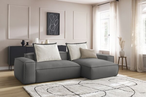 -25 % Dny MOMENTI– Bobochic Paris Tmavě šedá koženková rohová pohovka Boheme 302 cm, levá/pravá