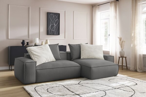 -25 % Dny MOMENTI– Bobochic Paris Tmavě šedá koženková rohová pohovka Boheme 302 cm, levá/pravá