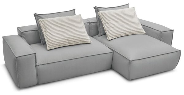 -25 % Dny MOMENTI– Bobochic Paris Světle šedá koženková rohová pohovka Boheme 302 cm, levá/pravá