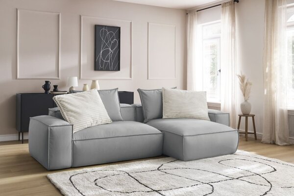 -25 % Dny MOMENTI– Bobochic Paris Světle šedá koženková rohová pohovka Boheme 302 cm, levá/pravá
