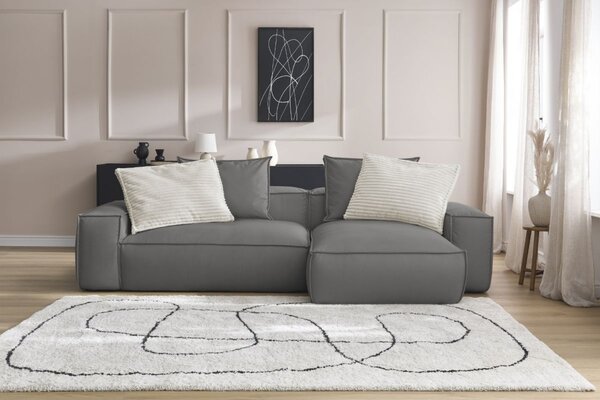 -25 % Dny MOMENTI– Bobochic Paris Tmavě šedá koženková rohová pohovka Boheme 302 cm, levá/pravá