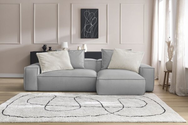 -25 % Dny MOMENTI– Bobochic Paris Světle šedá koženková rohová pohovka Boheme 302 cm, levá/pravá