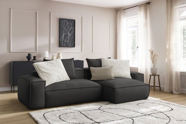 -25 % Dny MOMENTI– Bobochic Paris Černá koženková rohová pohovka Boheme 302 cm, levá/pravá