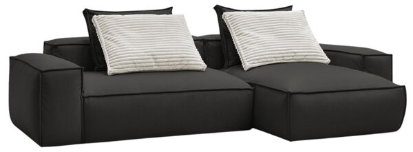 -25 % Dny MOMENTI– Bobochic Paris Černá koženková rohová pohovka Boheme 302 cm, levá/pravá