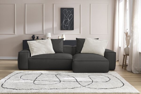-25 % Dny MOMENTI– Bobochic Paris Černá koženková rohová pohovka Boheme 302 cm, levá/pravá