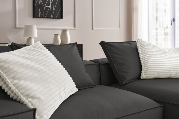 -25 % Dny MOMENTI– Bobochic Paris Černá koženková rohová pohovka Boheme 302 cm, levá/pravá