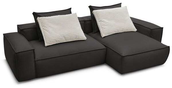 -25 % Dny MOMENTI– Bobochic Paris Černá koženková rohová pohovka Boheme 302 cm, levá/pravá