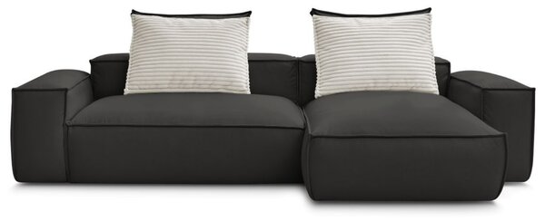 -25 % Dny MOMENTI– Bobochic Paris Černá koženková rohová pohovka Boheme 302 cm, levá/pravá