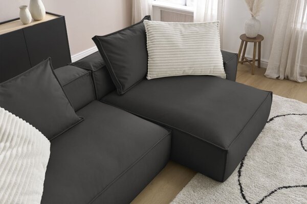-25 % Dny MOMENTI– Bobochic Paris Černá koženková rohová pohovka Boheme 302 cm, levá/pravá