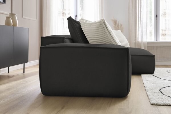 -25 % Dny MOMENTI– Bobochic Paris Černá koženková rohová pohovka Boheme 302 cm, levá/pravá