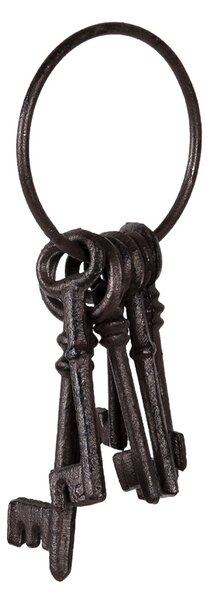 Hnědo černý dekorativní litinový svazek klíčů - 9*19*3 cm