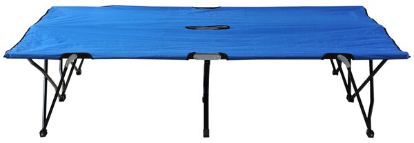 Outsunny Skládací Kempovací Postel pro 2 Osoby, Dvojitá Kempovací Postel s Nosností až 136 kg, Ocelový Oxford Modrá+Černá 193 x 125 x 40 cm | Aosom