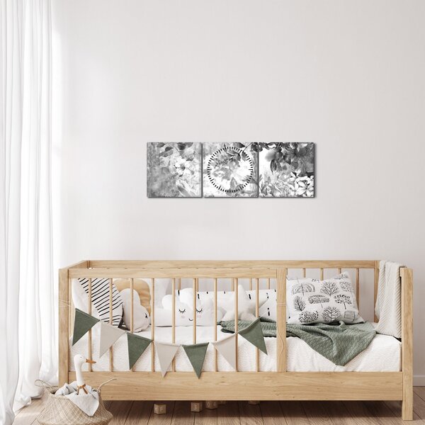 Obraz - Romantická zahrada (s hodinami) (90x30 cm)
