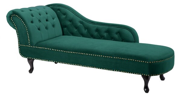 Designová lenoška Chesterfield zelený samet