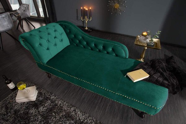 Designová lenoška Chesterfield zelený samet