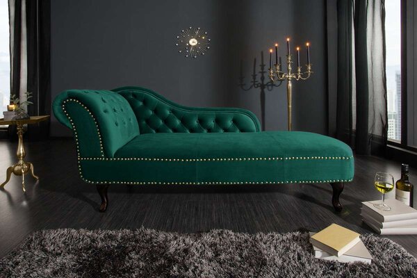 Designová lenoška Chesterfield zelený samet