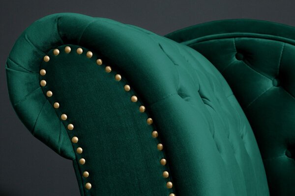 Designová lenoška Chesterfield zelený samet