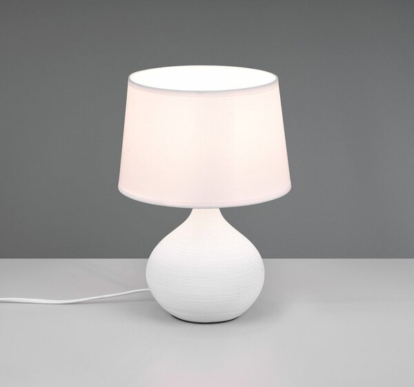 Bílá stolní lampa z keramiky a tkaniny Reality Martin, výška 29 cm