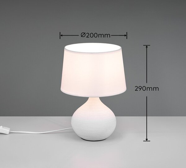 Bílá stolní lampa z keramiky a tkaniny Reality Martin, výška 29 cm