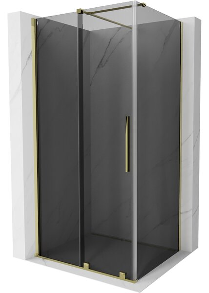 Mexen Velar, sprchový kout s posuvnými dveřmi 100 x 120 cm, 8mm šedé sklo, zlatá lesklá, 871-100-120-41-50