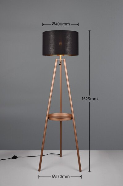 Hnědá stojací lampa s poličkou (výška 152 cm) Colette – Reality