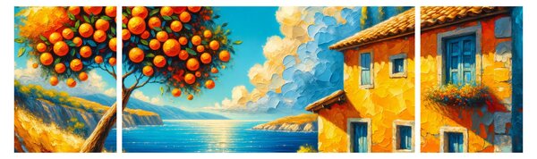 Obraz - Dům s pomeranči II. (170x50 cm)