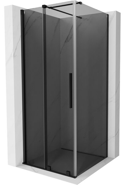 Mexen Velar, sprchový kout s posuvnými dveřmi 90 x 90 cm, 8mm šedé sklo, černá matná, 871-090-090-41-70