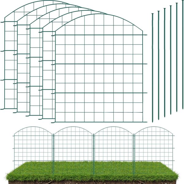 Zahradní plotek na jezírko Kov - Flexibilní - 5 prvků - 6 kolíků - 80 cm