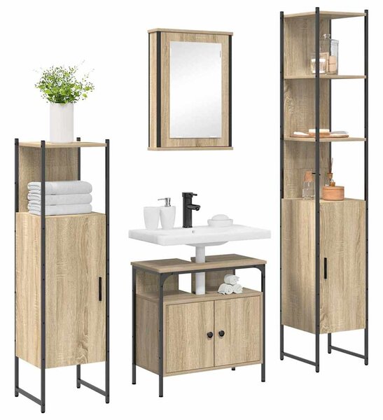 Sada koupelnového nábytku 4 ks Sonoma dub 33 x 33 x 185,5 cm 3399394