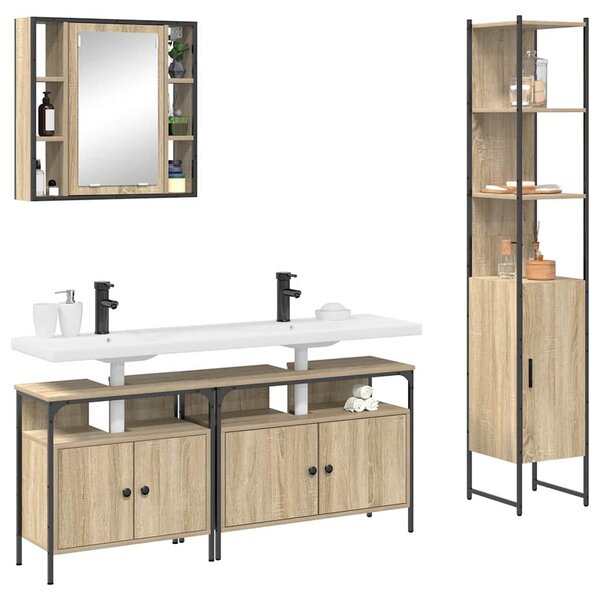 Sada koupelnového nábytku 4 ks Sonoma dub 33 x 33 x 185,5 cm 3399393