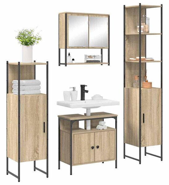 Sada koupelnového nábytku 4 ks Sonoma dub 33 x 33 x 185,5 cm 3399398