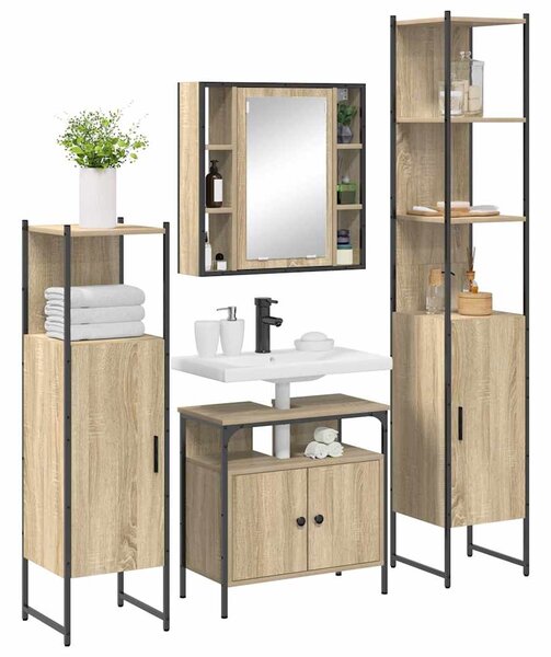 Sada koupelnového nábytku 4 ks Sonoma dub 33 x 33 x 185,5 cm 3399397