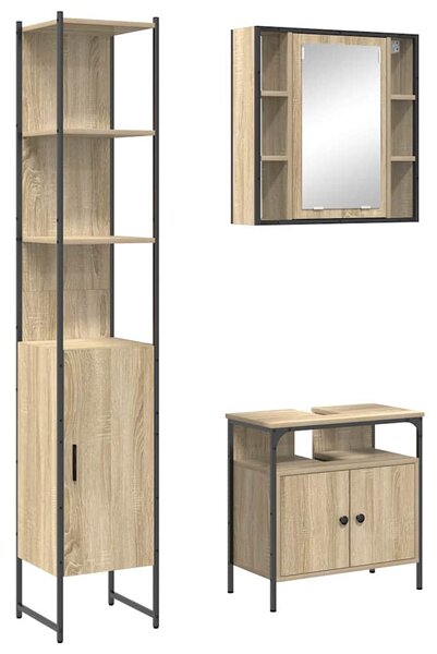Sada koupelnového nábytku 3 ks Sonoma dub 33 x 33 x 185,5 cm 3399392