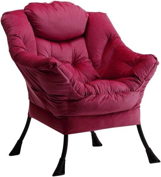 Ibenzoa® Robustní čalouněná židle s vyztuženou ocelovou konstrukcí, ergonomickým sametovým potahem, snadno udržovatelná, sedák 55 x 55 cm, opěradlo 85 cm – červená