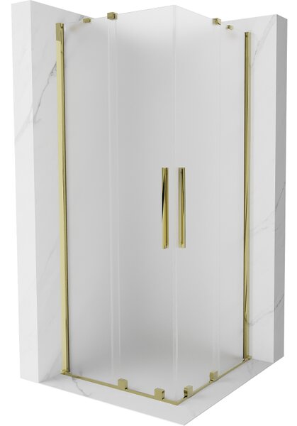 Mexen Velar Duo, sprchový kout s posuvnými dveřmi 80 x 80 cm, 8mm sklo námraza, zlatá lesklá, 871-080-080-32-50
