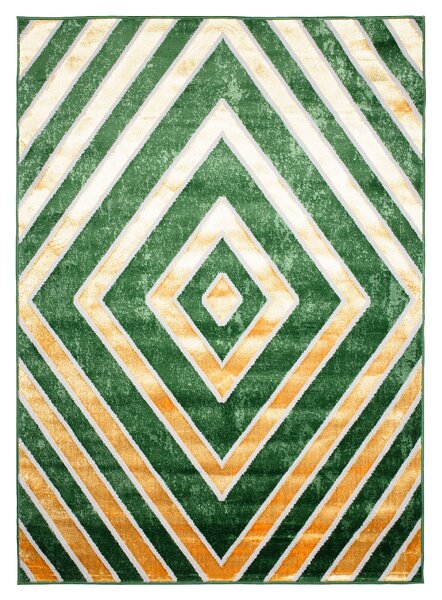 Makro Abra Kusový koberec TURMALIN MV33A Geometrický Moderní zelený zlatý Rozměr: 80x150 cm