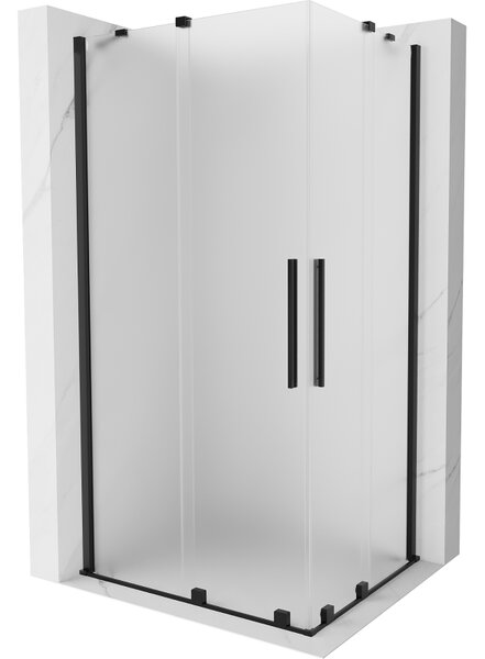 Mexen Velar Duo, sprchový kout s posuvnými dveřmi 90 x 80 cm, 8mm sklo námraza, černá matná, 871-090-080-32-70